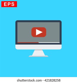 video training icon, vector webcast icon, isolated pc screen