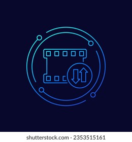 icono de transferencia de vídeo, diseño lineal
