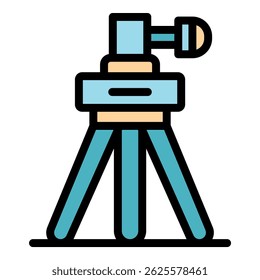 Video tripod icon. Outline video tripod vector icon color flat isolated