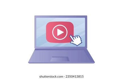 video tutorial about laptop vector icons.on white background.Vector Design Illustration.