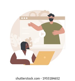 Video tutorial abstract concept vector illustration. Web education, video blog, online courses training, elearning tutorial, blogger influencer, recording watching webinar abstract metaphor.