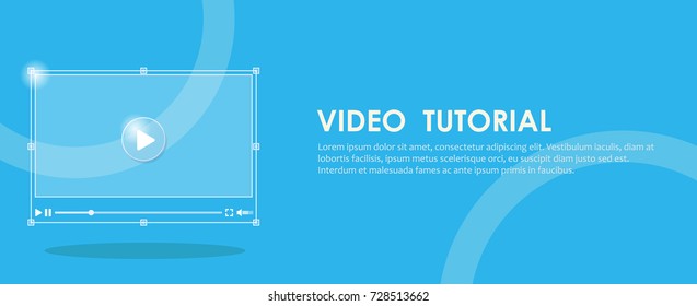 Video tutorial banner. Stylish transparent presentation with instruction. Vector flat illustration