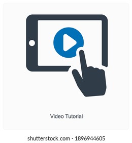 Video tutorial or e learning icon concept 