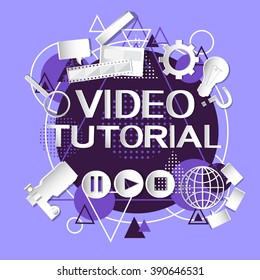 Video Tutorial Editor Concept Modern Technology Abstract Background Vector Illustration