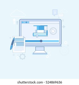 Video Tutorial Editor Concept Modern Technology Vector Illustration