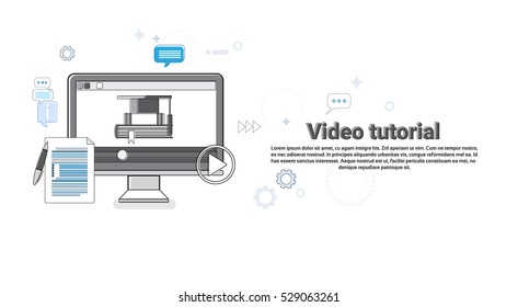 Video Tutorial Editor Concept Modern Technology Web Banner Vector Illustration