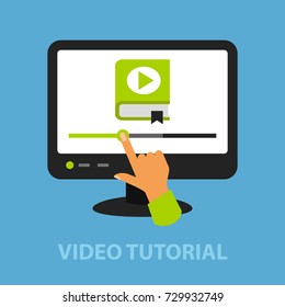 Video tutorial flat concept. Vector illustration. Element template for design.