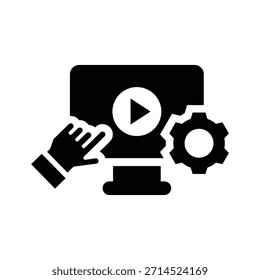 video tutorial glyph icon illustration vector graphic. Simple element illustration vector graphic, suitable for app, websites, and presentations isolated on white background