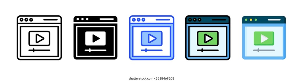 Video Tutorial Icon Collection With Multiple Styles