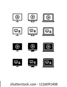 Video Tutorial Icon Design Vector Symbol Set Conference Webinar