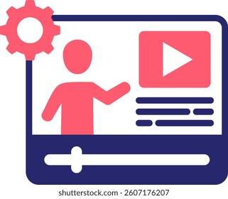 Video Tutorial Icon Fill Vector Illustration