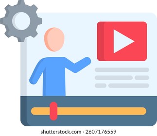 Video Tutorial Icon Flat Vector Illustration