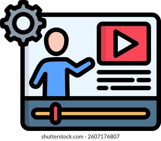Video Tutorial Icon Lineal Color Vector Illustration