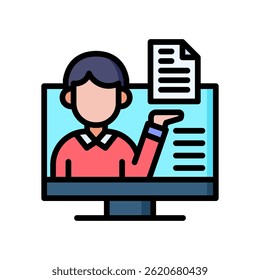 Video Tutorial Icon Lineal Color Vector Illustration