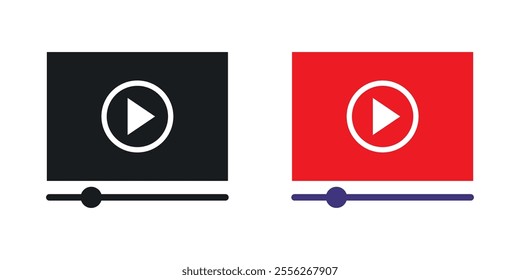 Video tutorial icon set in black and colored versions.