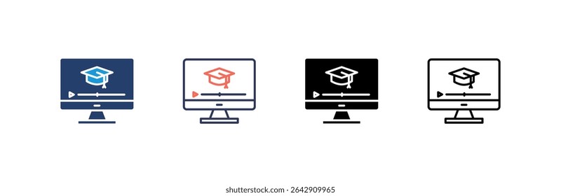 Video Tutorial Icon set multiple style collection