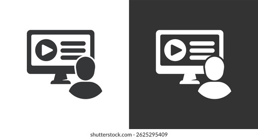 Video tutorial icon. Solid glyph series icon
