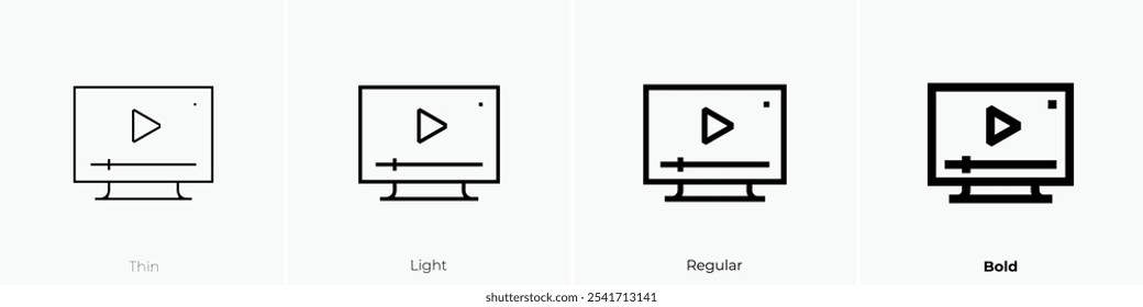 Video-Tutorial-Symbol. Dünnes, helles Design im regulären und kühlen Stil, einzeln auf weißem Hintergrund