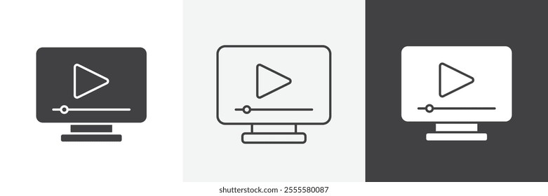 Video tutorial icon vector set for ui designs