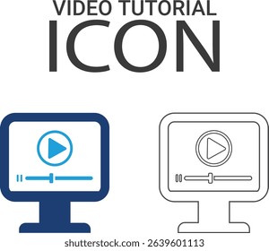 Video tutorial icons design. Collection of audio lesson, video tutorial, interactive learning and more. Vector illustration. Easily changes to any color.