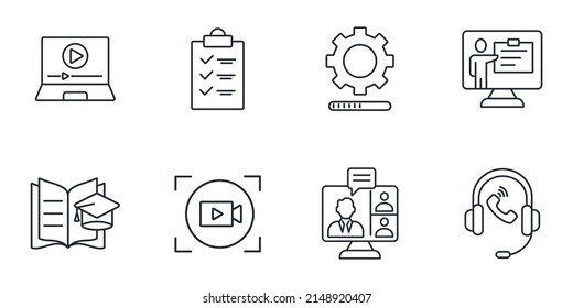 Video tutorial icons set . Video tutorial pack symbol vector elements for infographic web