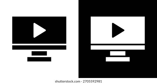 Video-Tutorial-Symbole, Vektorgrafik-Sammlung. Schwarz-Weiß-Symbole.
