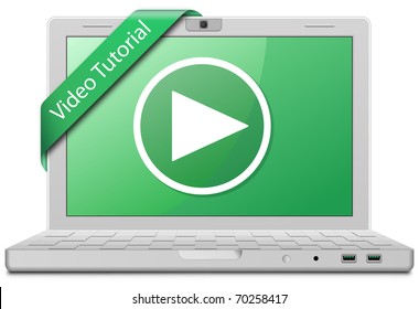 Tutorial de video. Señal de servicio de video y laptop. EPS10