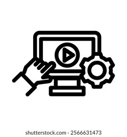 video tutorial line icon illustration vector graphic. Simple element illustration vector graphic, suitable for app, websites, and presentations isolated on white background