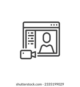 Video tutorial line icon. Online learning linear style sign for mobile concept and web design. Online webinar outline vector icon. Symbol, logo illustration. Vector graphics