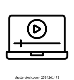 Video Tutorial line icon outline icon, pixel perfect 