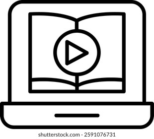 Video Tutorial Line Vector Icon Design
