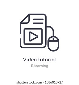 video tutorial outline icon. isolated line vector illustration from e-learning collection. editable thin stroke video tutorial icon on white background
