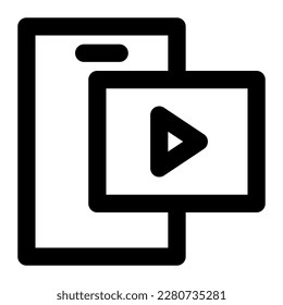 Video tutorial in outline icon. Player, multimedia, tutor, learning, phone