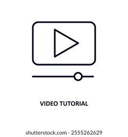 video tutorial outline icon.  Thin line icon from e learning and education collection. Editable vector isolated on white background