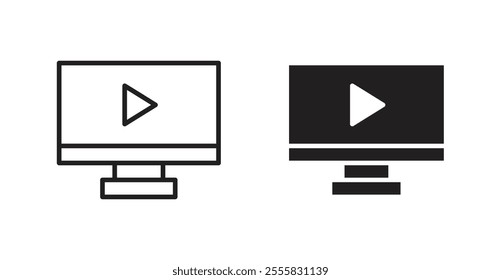 Video tutorial outlined and solid icon vector collection.