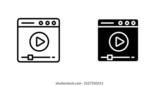 Video tutorial outlined and solid icon vector collection.