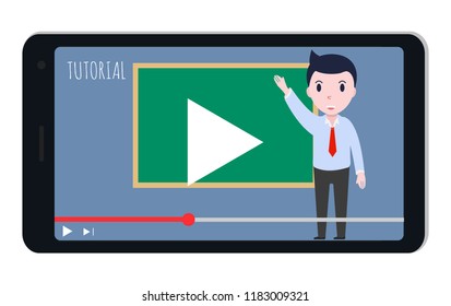 Video tutorial, smartphone vector illustration, streaming, online videos