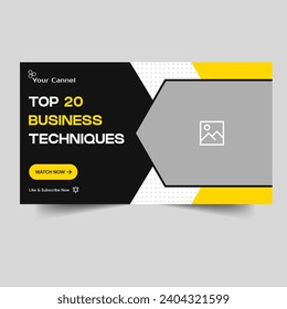 Video tutorial thumbnail for business tips and tricks banner design, business idea banner design, editable vector eps 10 file format