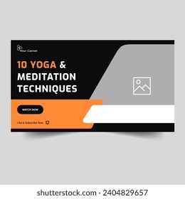 Video tutorial tips and tricks for yoga and meditation thumbnail banner design, fitness banner design, editable vector eps 10 file format