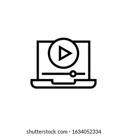 Video tutorial vector icon in linear, outline style isolated on white background 