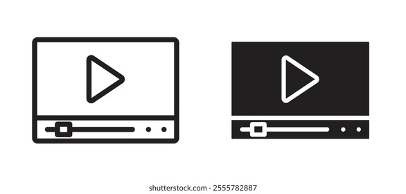 Video tutorial vector icon set in black color.