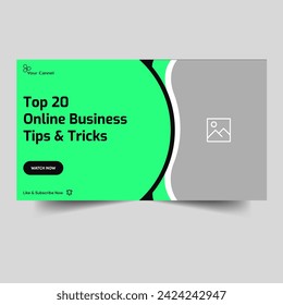 Video tutorial vector illustration thumbnail banner design, tips and tricks business cover banner design, business idea plan banner, fully customizable vector eps 10 file format