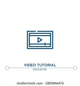 video tutorial vector line icon. Simple element illustration. video tutorial outline icon from educative concept. Can be used for web and mobile
