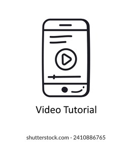 Video Tutorial vector outline doodle Design illustration. Symbol on White background EPS 10 File