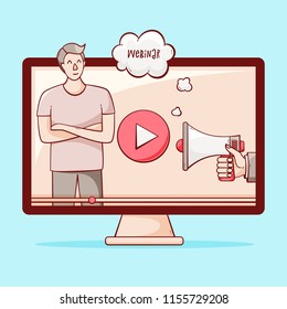 Video tutorial, webinar, online education vector concept