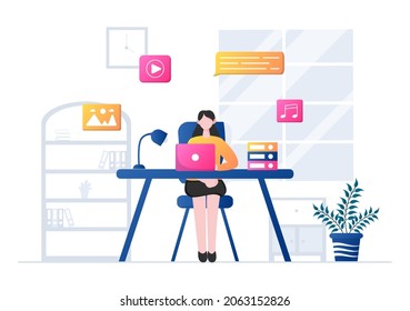 Video Tutorials Background Vector Illustration. Watching and Streaming Online on Computer About Education, Knowledge for Web Banner, Brochures, Poster or Book Cover