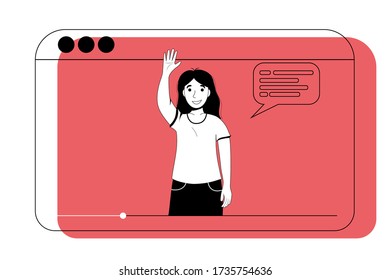 Video tutorials bloggers on video screen Social media marketing Tuber vector characters set Tutorial blogger, blog online web vlog vector illustration