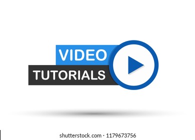 Video tutorials Button  icon  emblem  label  Vector stock illustration