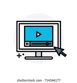 Video tutorials concept Isolated Line Vector Illustration editable Icon