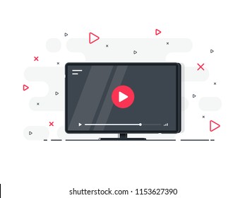 Video tutorials icon concept. Video conference and webinar icon, internet and video services. Trendy flat vector on white background. Vector Illustration.